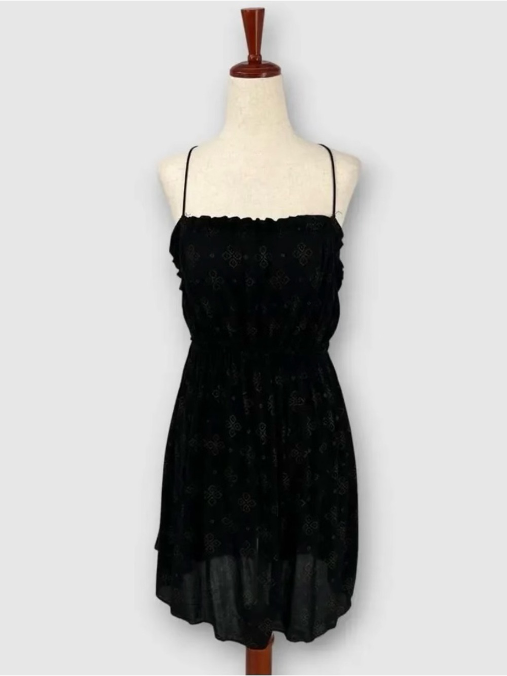 Free People Jolene Mini Slip Black Gold Dot Mini Dress Size Medium